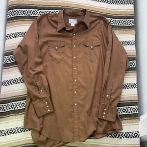 Vintage 90's Rockmount Ranch Wear Brown Pearl Snap Roper Long Sleeve Shirt 2XL